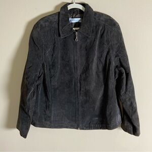 BRown Marsh Landing 100% suede leather plus size full zip jacket